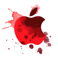 red-splattered Apple logo