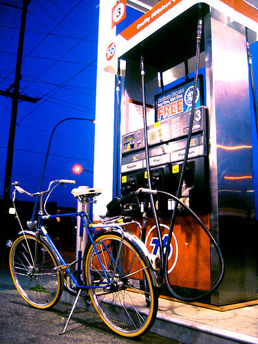 Bike at gas pump