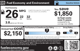 EPA vehicle label