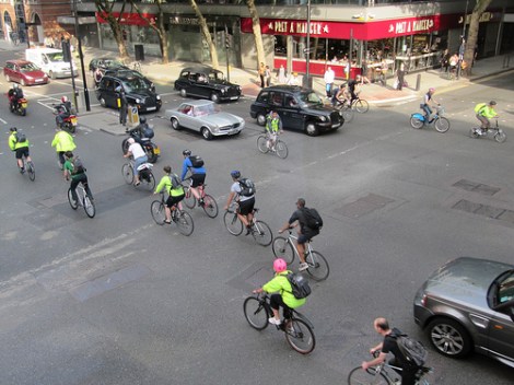 Bike commuters in London