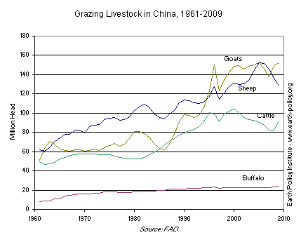 Graph on Grazing Livestock in China, 1961-2009