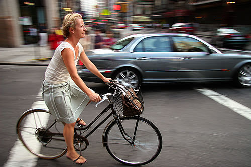 Woman on bike in NYC