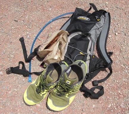 Camelbak and running shoes