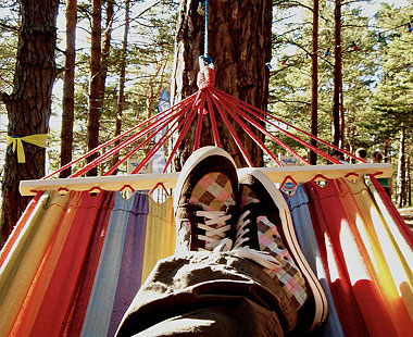 Feet in hammock. 