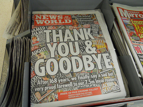 Last issue of News of the World.