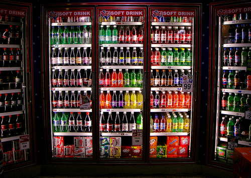 display case of soda