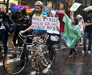 wall street bike protester