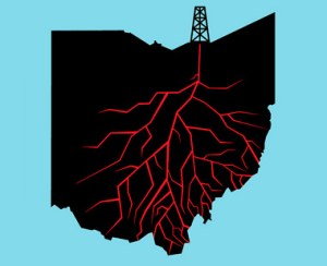 ohio map with fracking drill