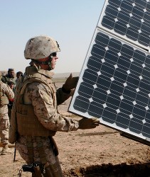 soldier with solar panel
