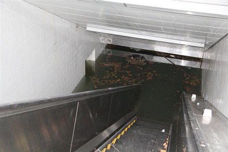 south ferry stop flooded