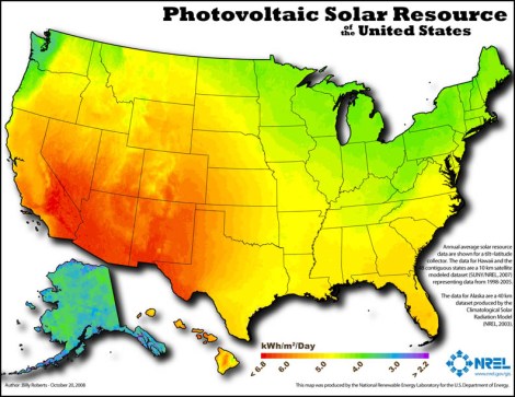 NREL: solar insolation map