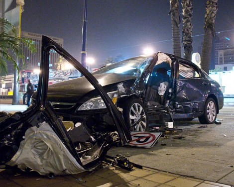 An accident scene near Long Beach.