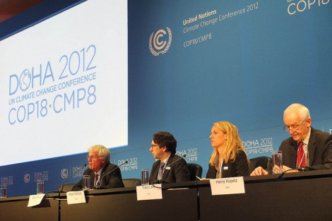 Neither this press conference nor the elegant COP18 branding could stem rampant carbon pollution :(