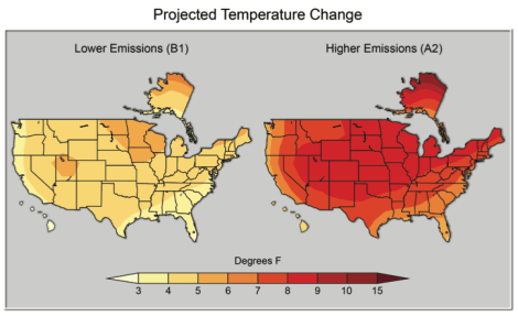 2a projected temperature change