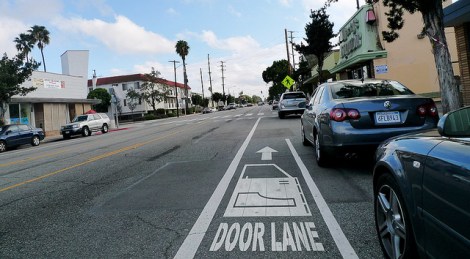 bike lane labeled as "door lane"