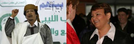 Moammar Gadhafi, left. Lisa Jackson, right.