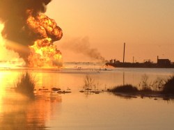 The fire on Friday, three days after a tug boat and pipeline ignited in Louisiana