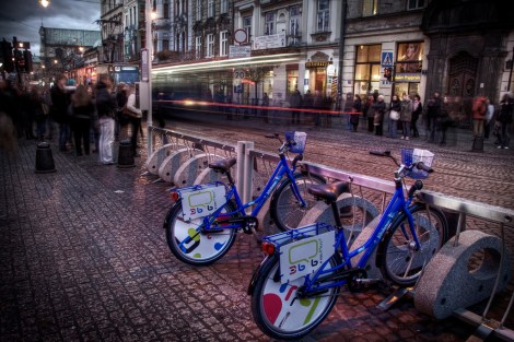 Krakow also has a bike sharing program.