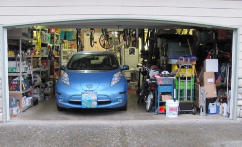 One car in two-car garage