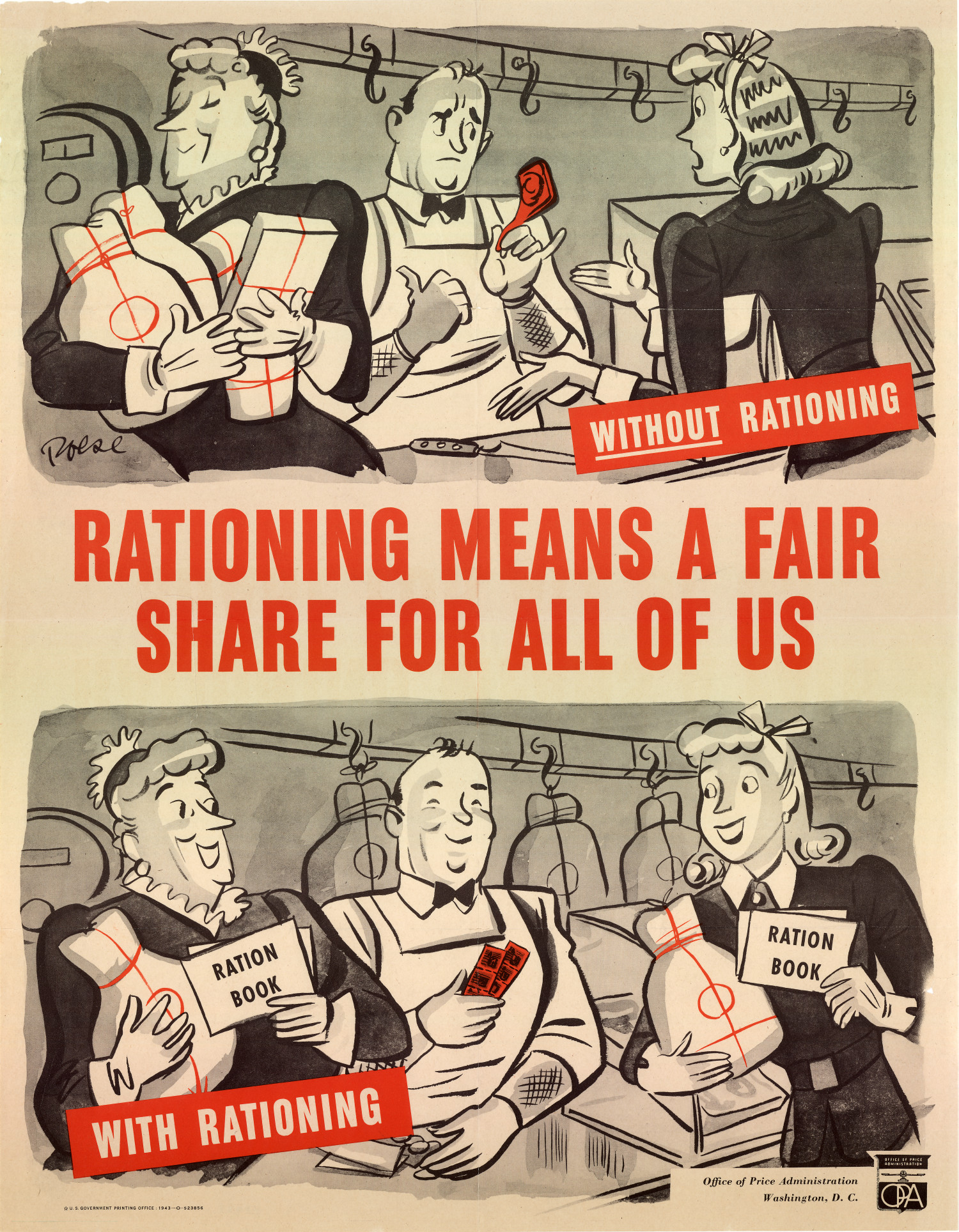poster: "rationing means a fair share for all of us"
