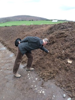  The author, investigating the smoking hot compost at Cornell.