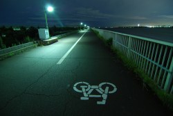night bicycle bike lane