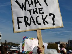 fracking protest sign