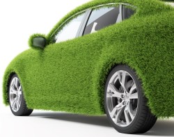 green-colored car