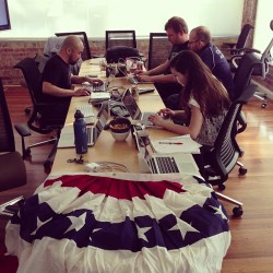 Code for America fellows at the hackathon where they made Streetmix.