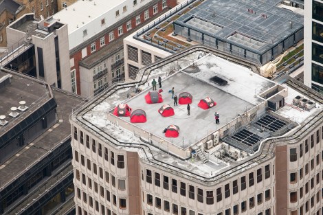 This "extreme urban campsite" on a London rooftop was designed as a demonstration for cash-crunched Brits.