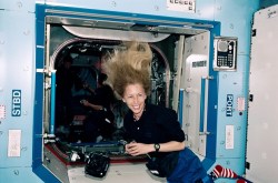 Marsha Ivins, smiling in space