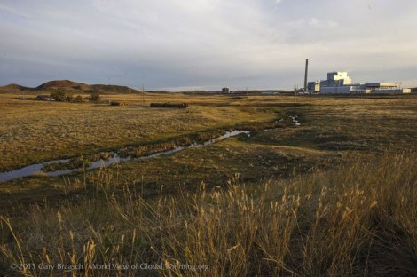 A ranch on the Little Powder River north of Gillette, Wyo., now shares the land with the recently built Dry Fork Power Plant, generating 385 megawatts of electricity by burning coal from a nearby mine.