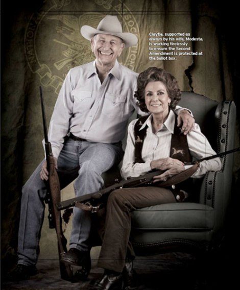 As major NRA donors, Clayton "Claytie" Williams and his wife Modesta were featured in Ring of Freedom magazine.