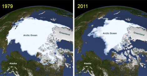 Arctic sea ice minimum in September of 1979  and in September of 2011.