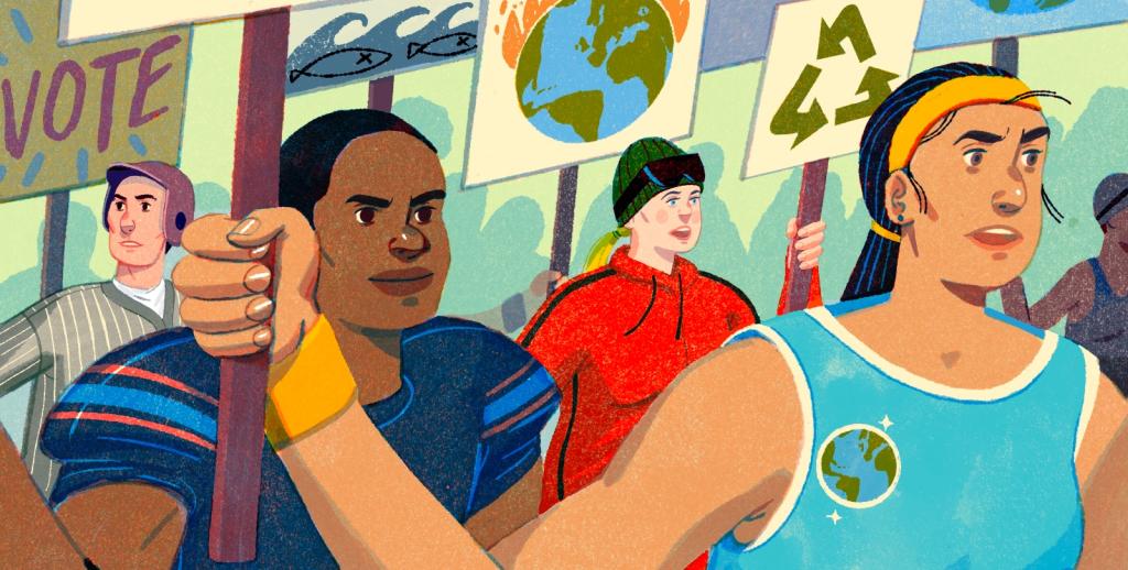 Protesting athletes illustration