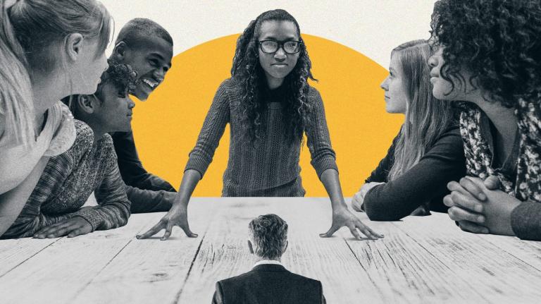 Youth activists discussing policy