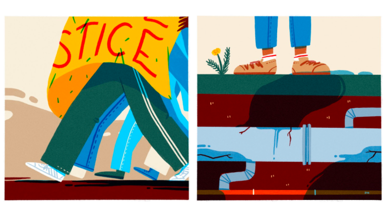 Marching protestors illustration