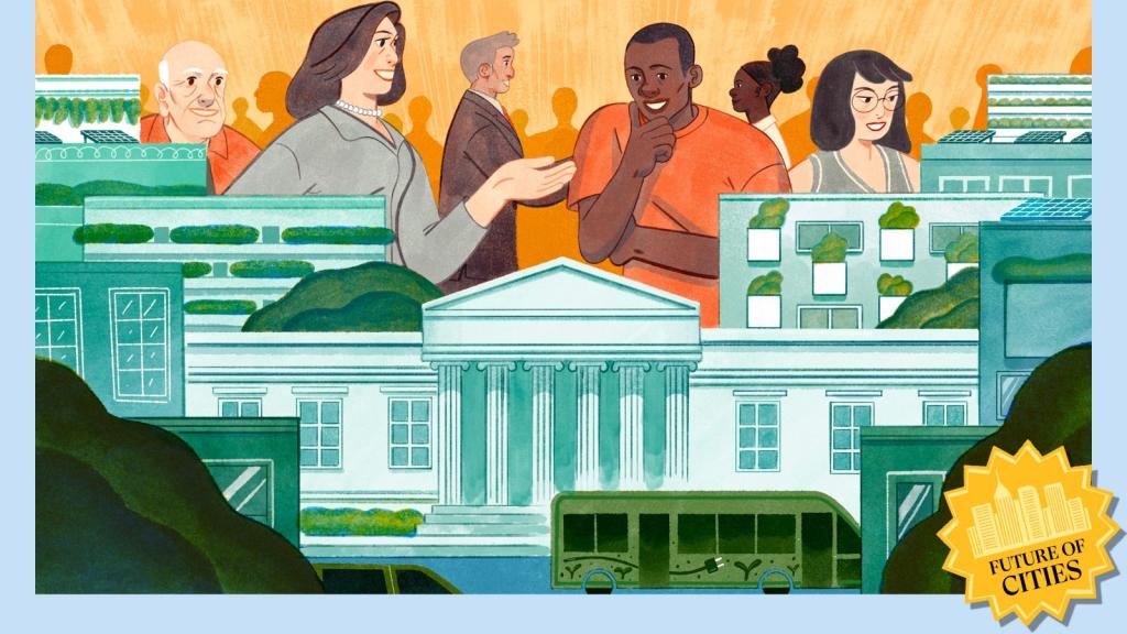 Illustration of city government officials