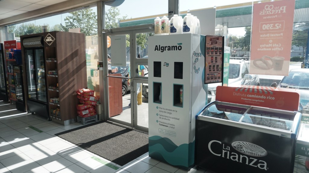 An Algramo refill station at a convenience store