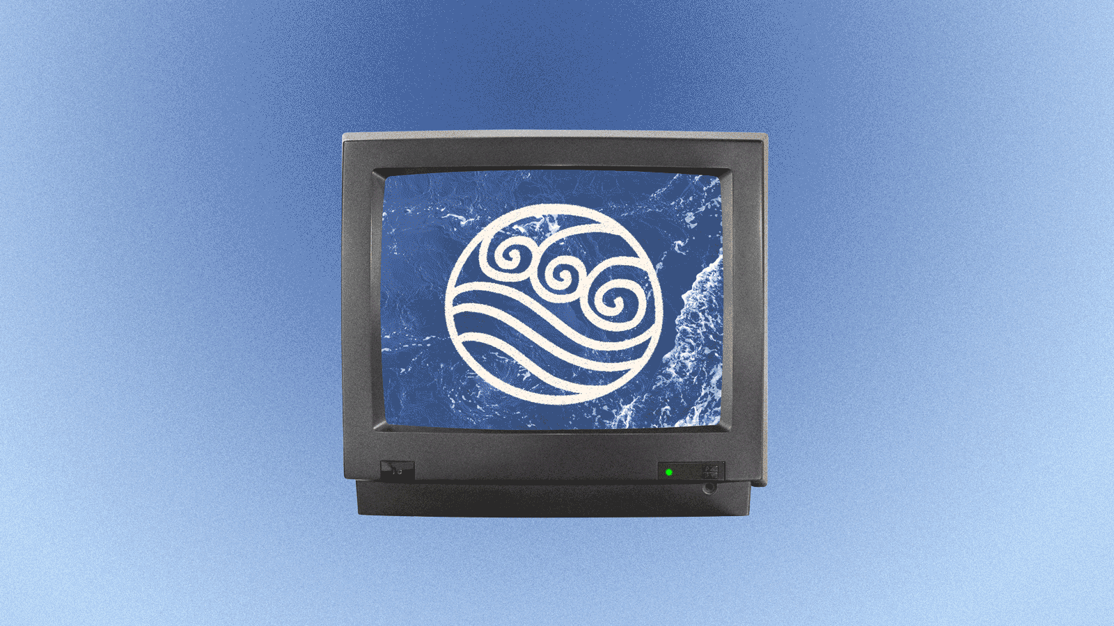 TV flashing between water, earth, fire, and air element symbols