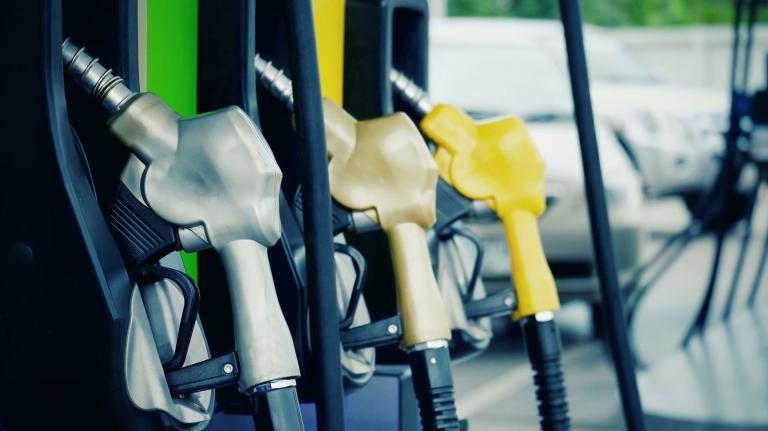 Fuel pumps at gas station