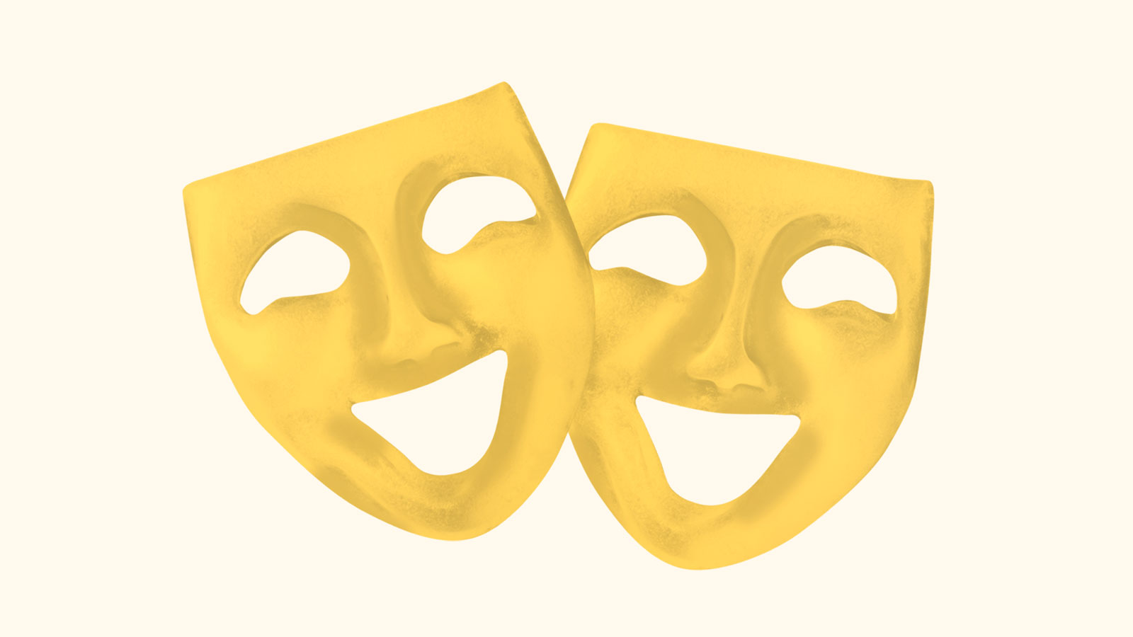 Conceptual illustration of yellow theater masks, both smiling
