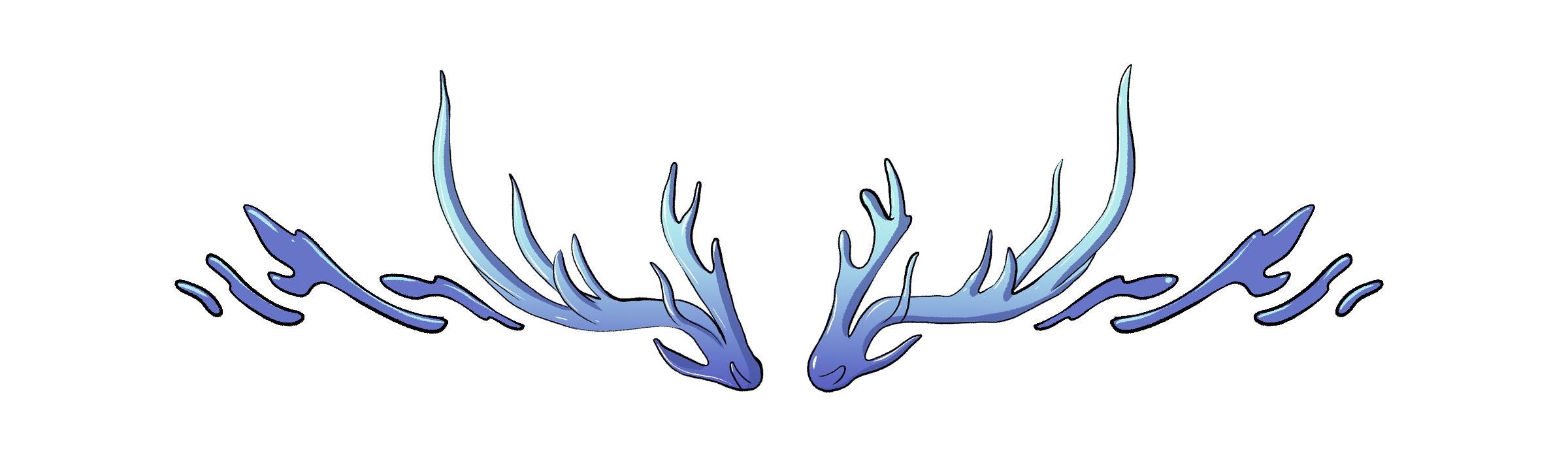 Illustration of blue antlers used to divide story text
