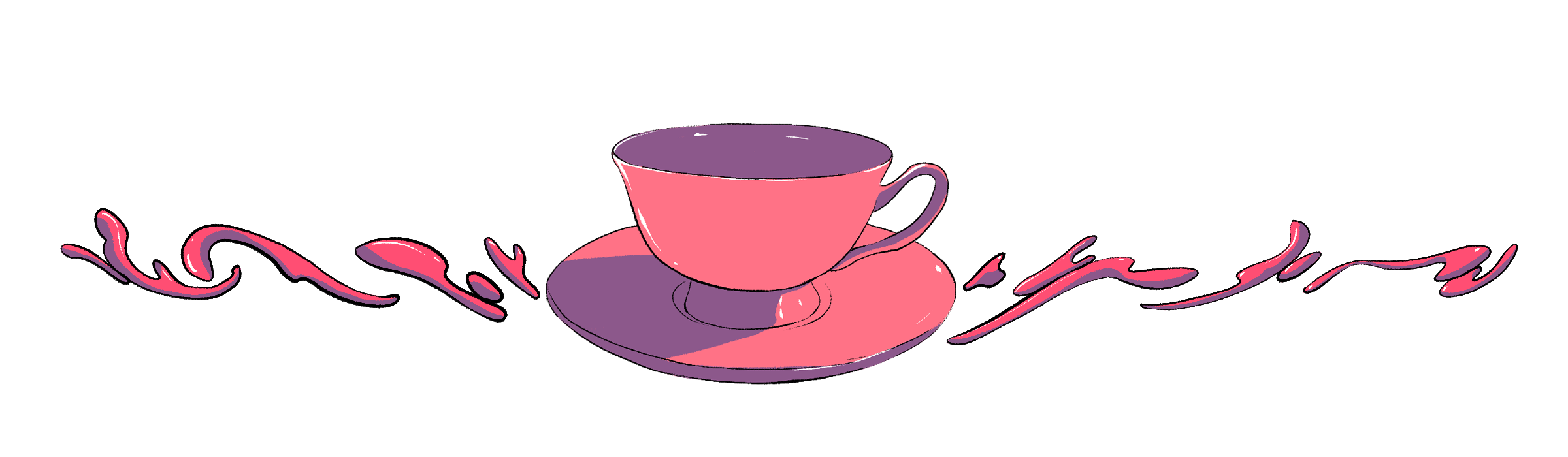 Illustration of pink teacup used to divide story text