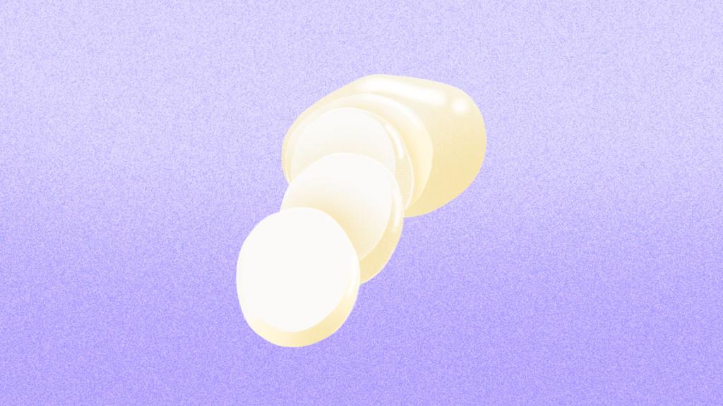 Illustration of sliced mozzarella cheese on purple background