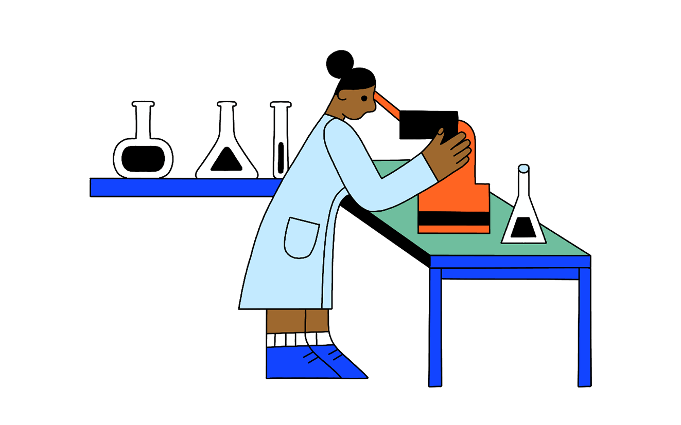 Illustration of scientist working in lab