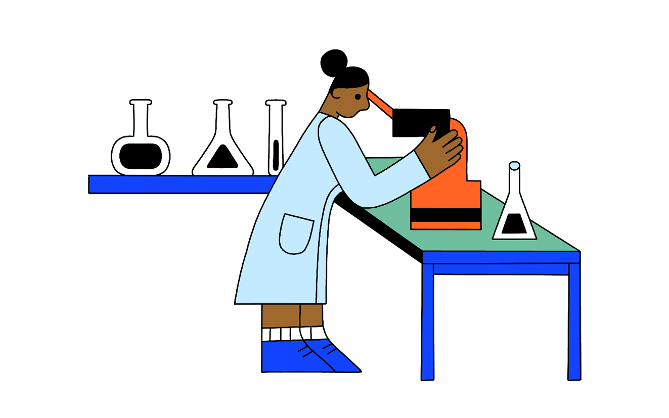 Illustration of scientist working in lab