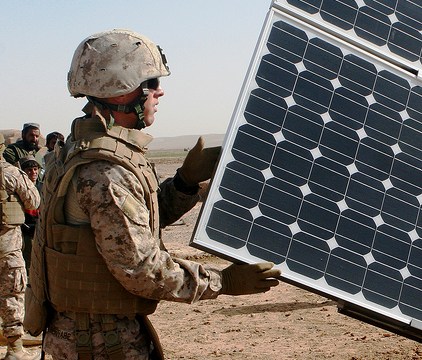 soldier with solar panel