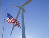 wind turbine and American flag