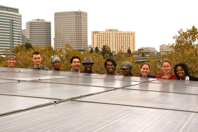 happy people & solar panel